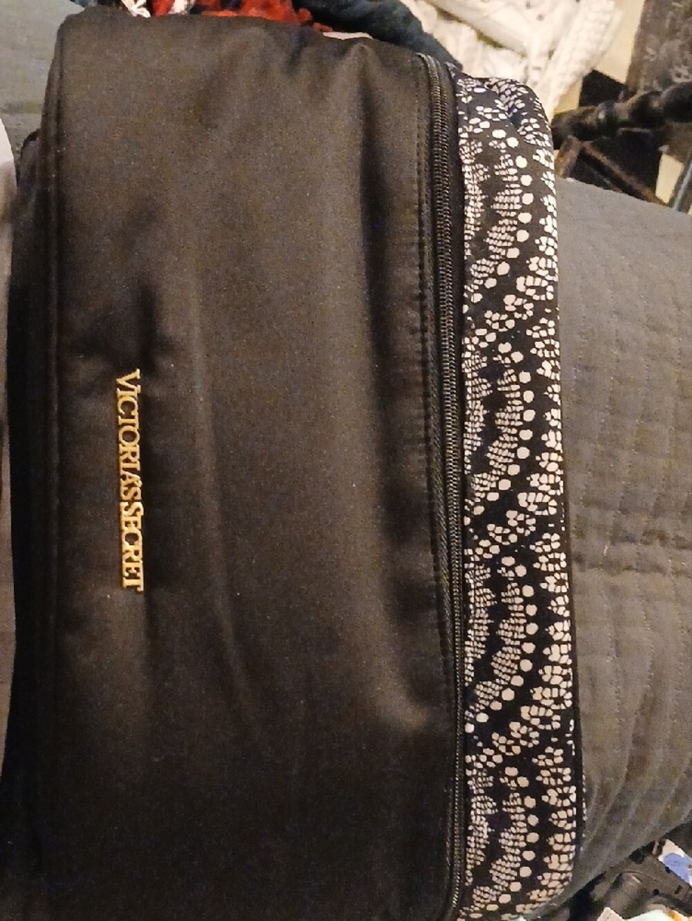 Victoria's Secret Black Satin Travel Bag For Lingerie